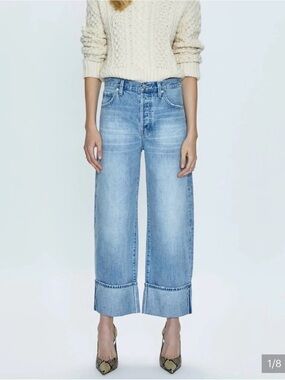 Pistola Ryder High Rise Cuffed Straight Jean Light Wash  Sz 28